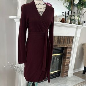 Diane Von Furstenberg Red Long Sleeve Wrap Dress